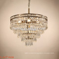 Antique brass copper crystal drop round chandelier 71148